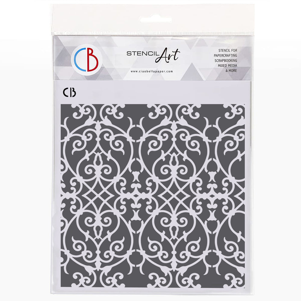 Pochoir de texture Ciao Bella 20x20 cm Volutes royales