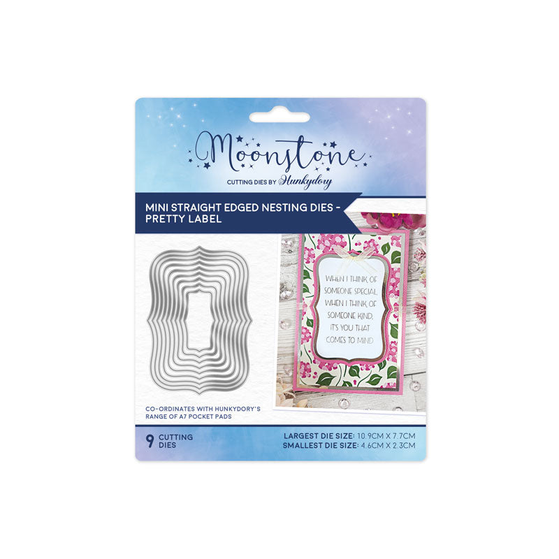 Moonstone Dies - Matrices de découpe emboîtables à bords droits - Jolie étiquette