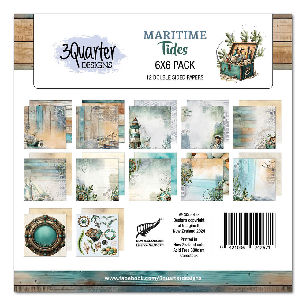 Pack de papier 6x6 Maritime Tides de 3Quarter Designs