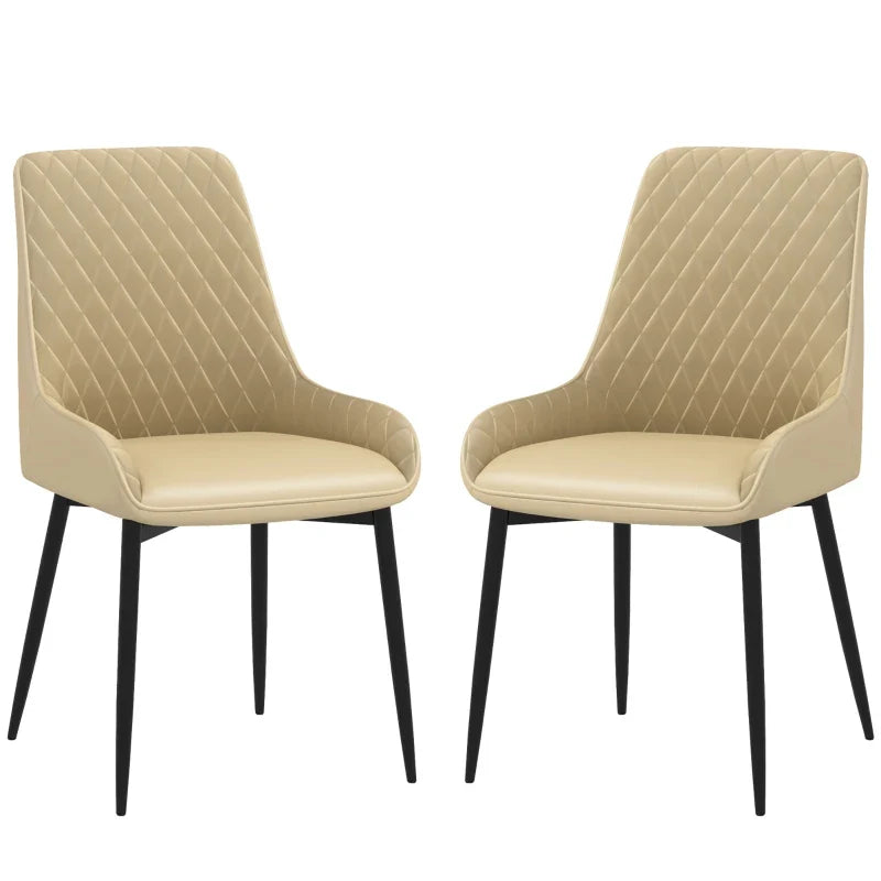Blake Modern Dining Chairs with Diamond Tufting and Steel Legs-Set of 2-Khaki