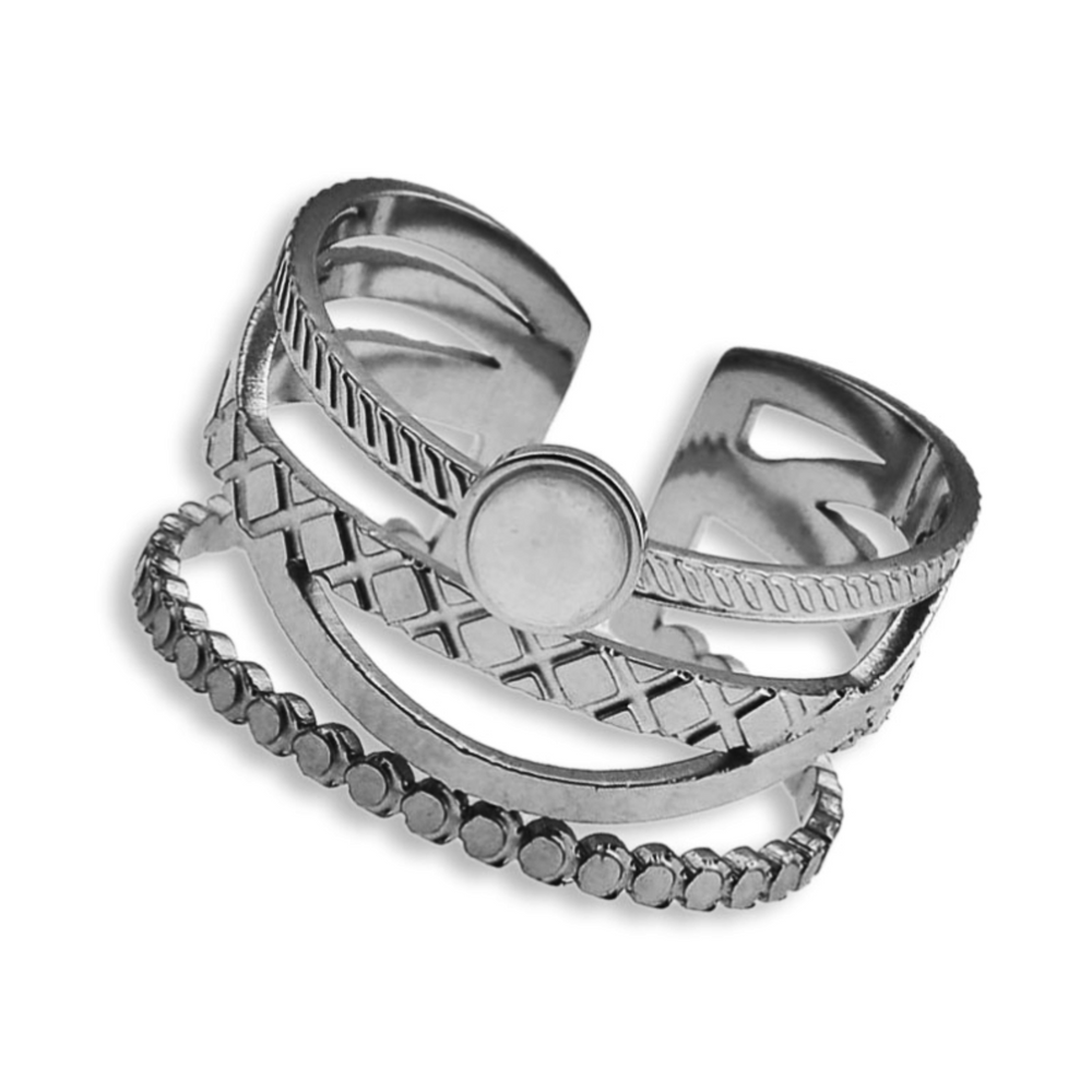 NADIA Argent (Or Blanc) : Bague empilable avec centre en pierre