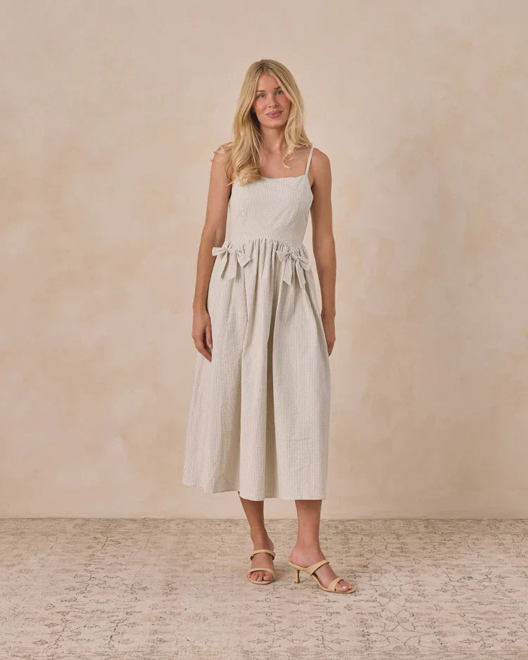 Robe Mi-longue Beatrice pour Femmes | Rayures Célestes | Noralee