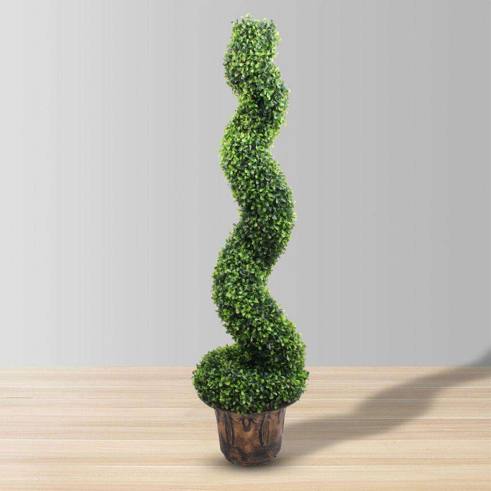 Plant de buis topiaire en spirale Norwich artificiel en pot 48 po