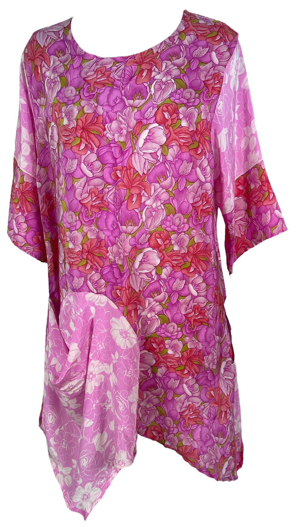 PRC6547 Avatar Pure Silk Self Pocket Tunic Dress