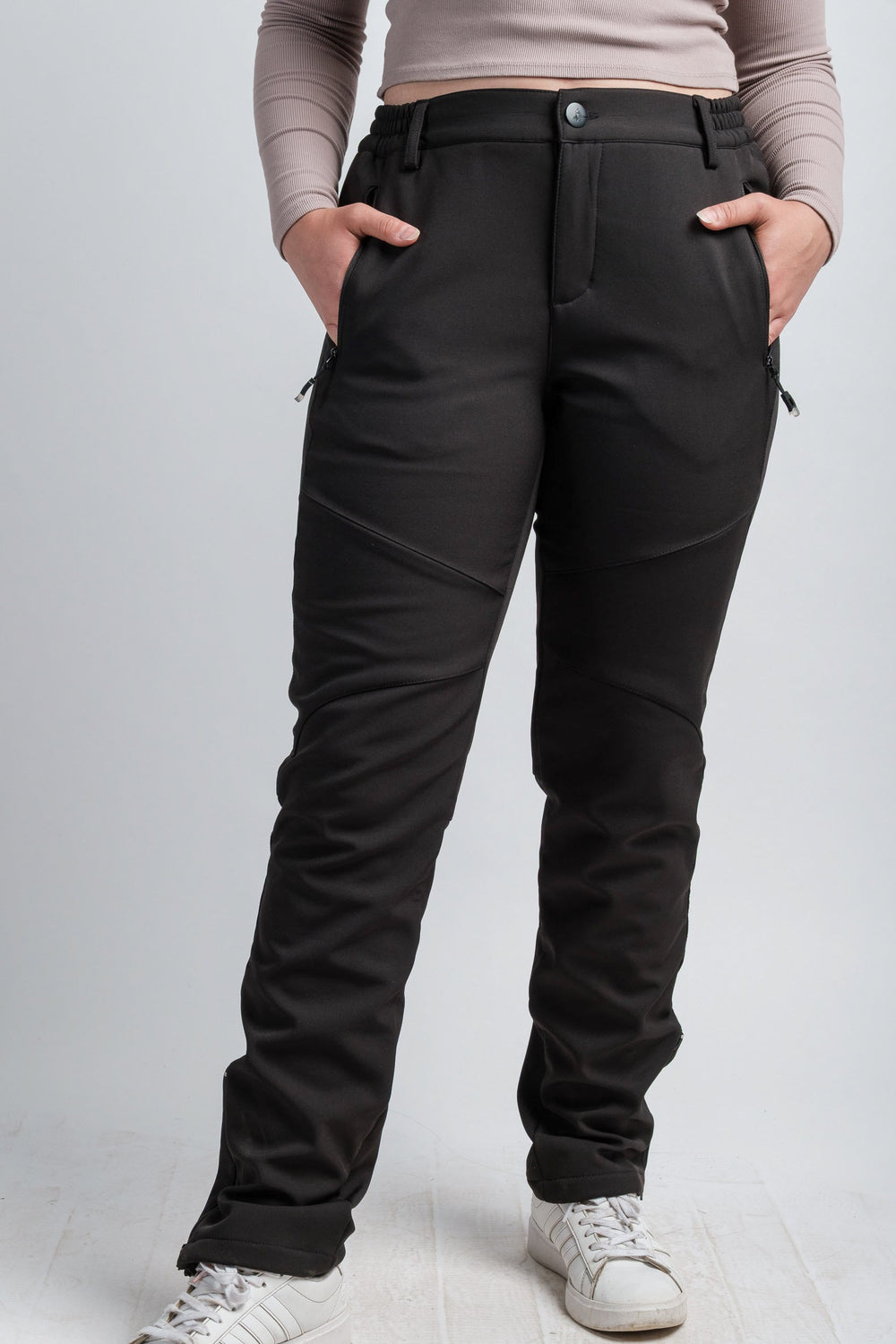 Pantalons d'aventure noirs à taille haute V2, résistants à l'eau pour femmes