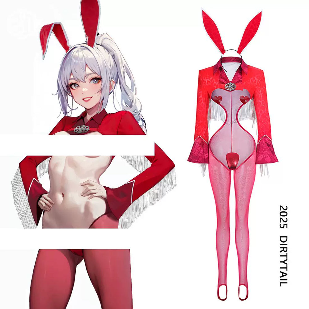 Ensemble Corset et Jupe "Wild Bunny Cow Girl" en Cuir PU Transparent et Sexy