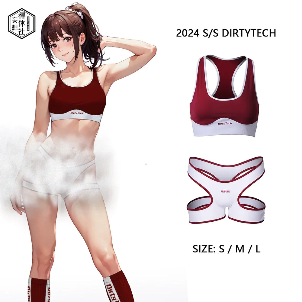 Ensemble de gymnastique style anime 3 pièces : Débardeur et Short Sexy à Découpes