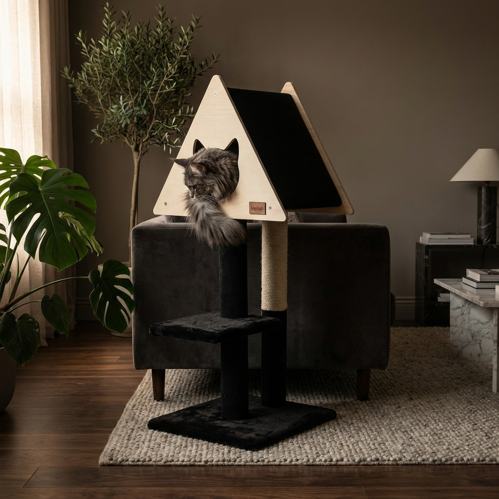 Teepee Hideout - Deluxe 2-Level Cat Tree