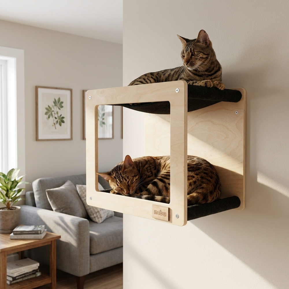 Cachette pour chat double hamac, murale