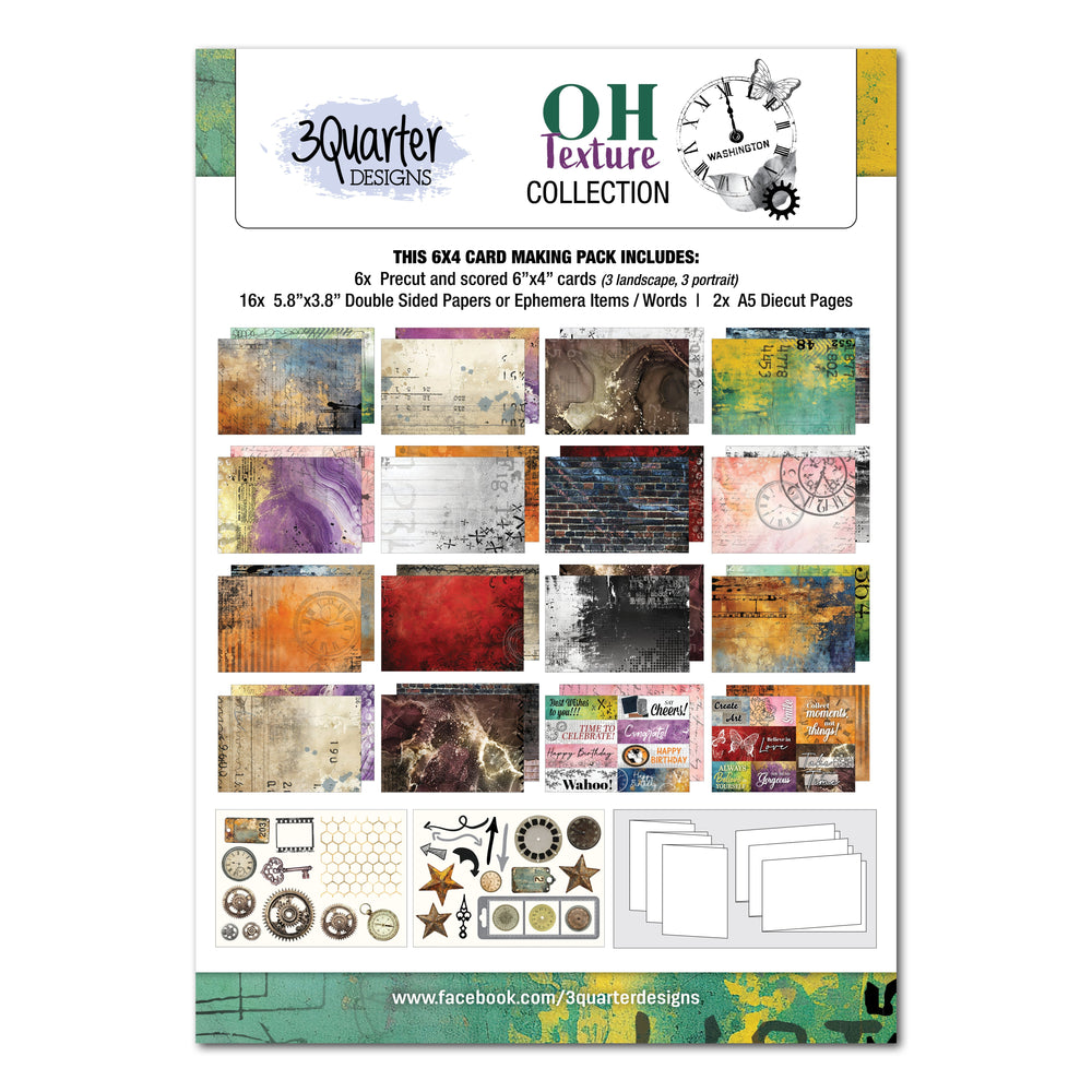 Pack de Cartes Texturées 6x4 Oh Texture 3Quarter Designs