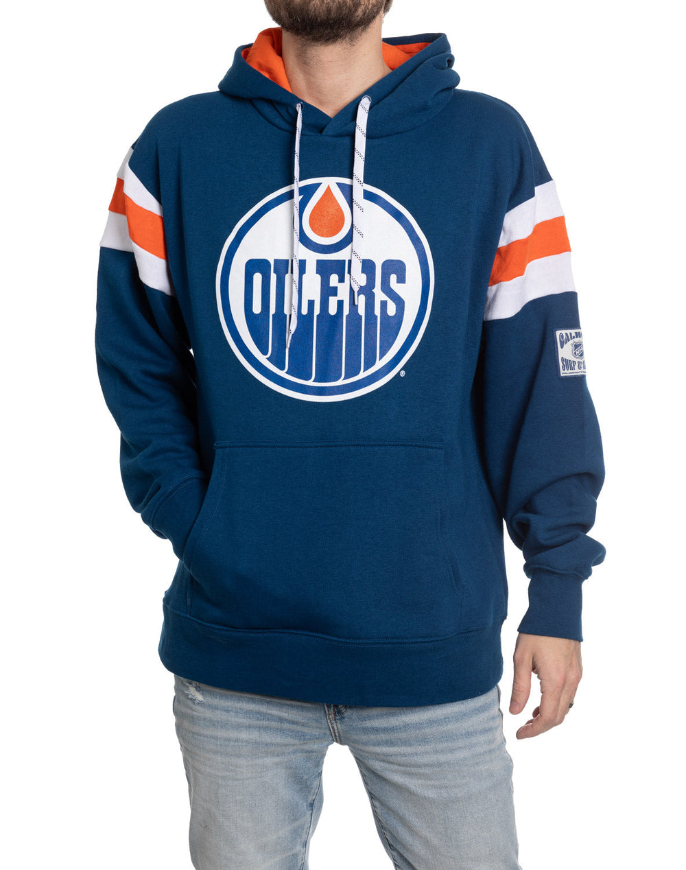 Chandail à capuchon style rétro universitaire Edmonton Oilers