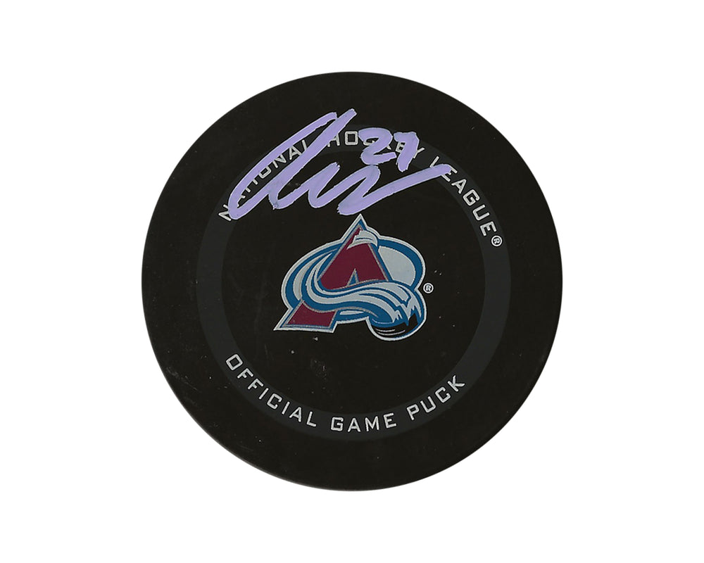 Palet de match officiel de l'Avalanche du Colorado autographié par Oskar Olausson