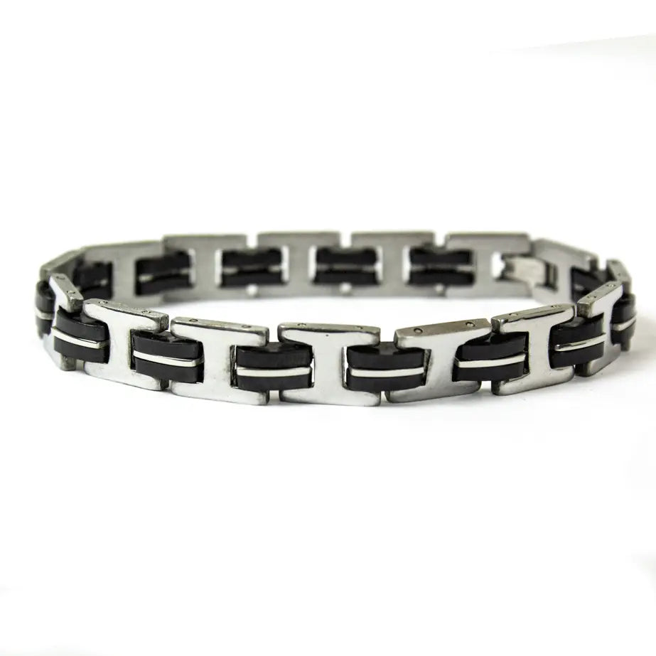Bracelet homme Open Road en acier inoxydable bicolore