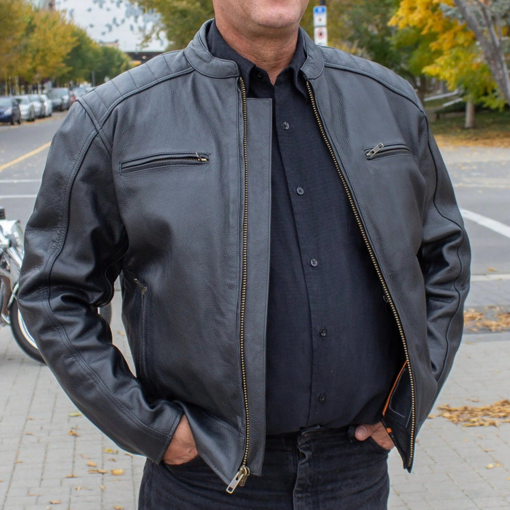 Open Road Men's Ribbed Padding Leather Motorcycle Jacket — Boutique of Leathers/Open Road