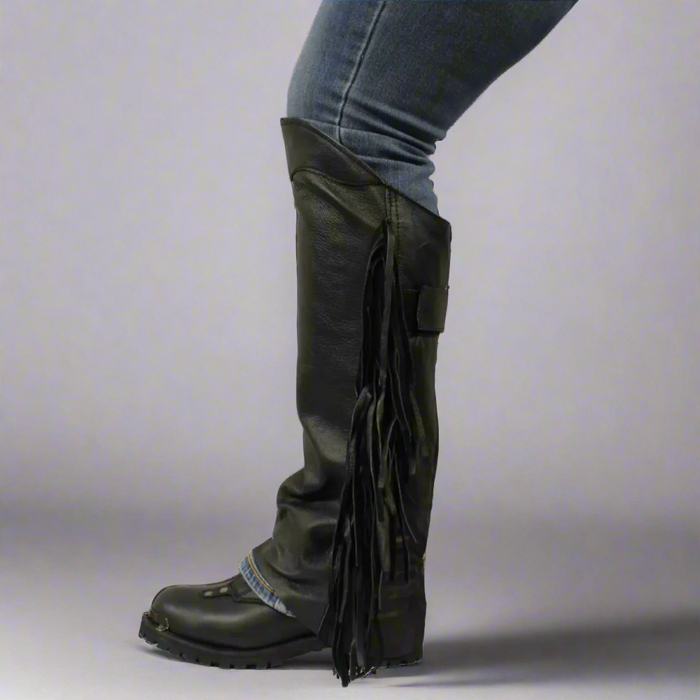 Open Road Women's Side Fringe Leather Half Chaps — Boutique of Leathers/Open Road