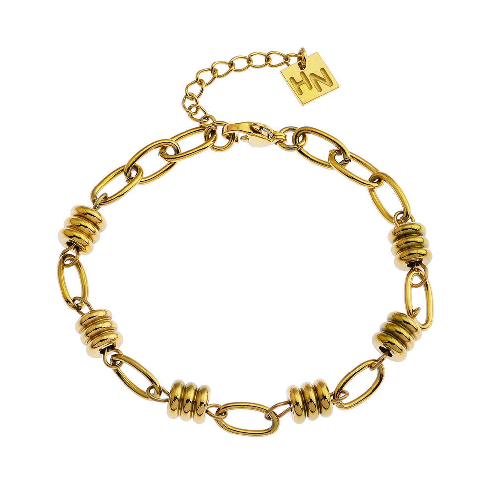 Bracelet manchette KAMA à maillons ovales et perles jointes