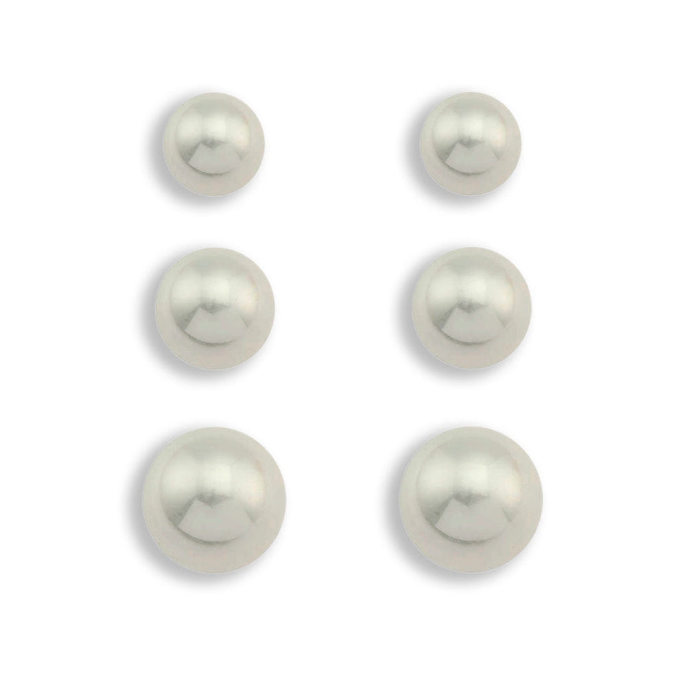 Ensemble TRINITY de 3 paires de clous d'oreilles en perles d'eau douce