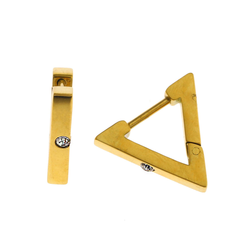 AMIRA : Mini créoles triangulaires avec zircone solitaire.