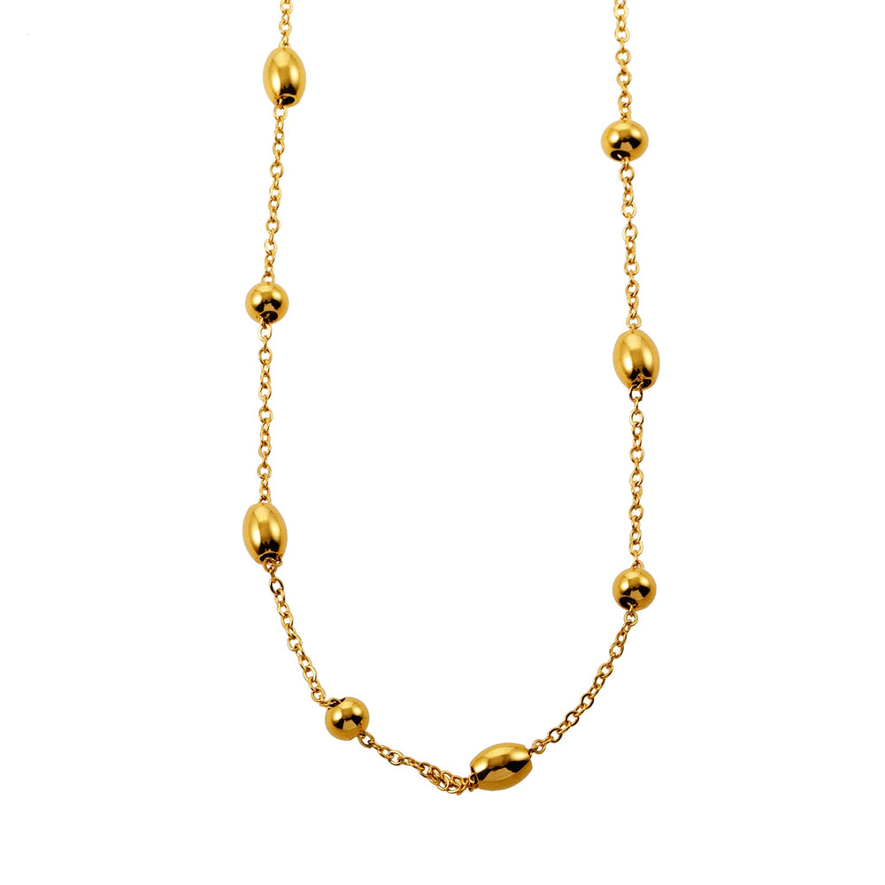 VIGO : Collier à Maillons Perlés Ovales et Boules en Or, Essentiel et Sans Effort
