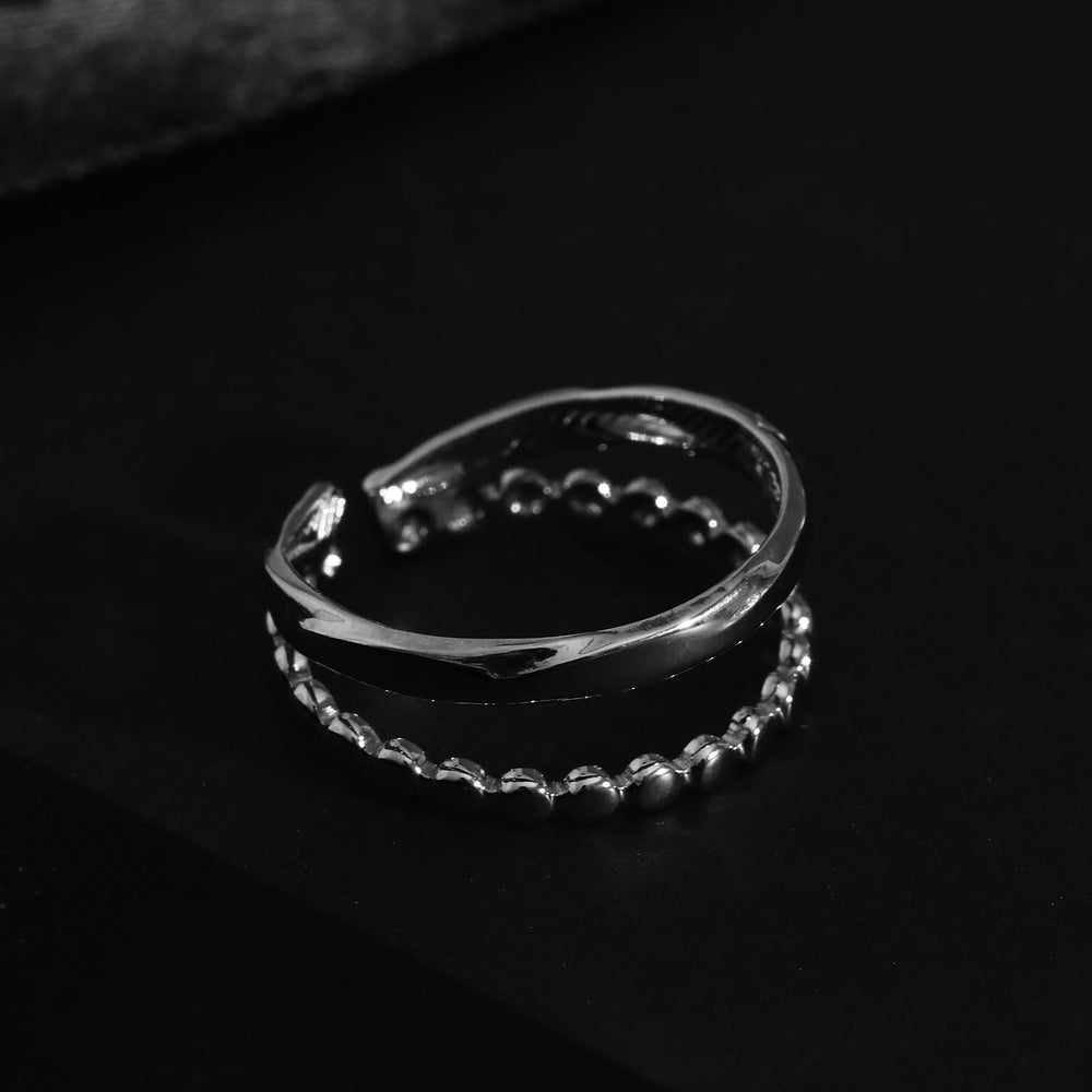 Bague TIFFANY Double Empilée Perlée Argent