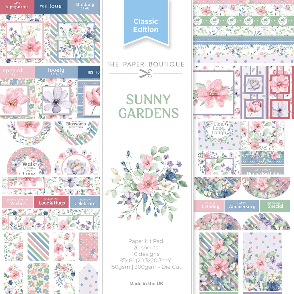 The Paper Boutique Sunny Gardens Bloc de papier 20 x 20 cm
