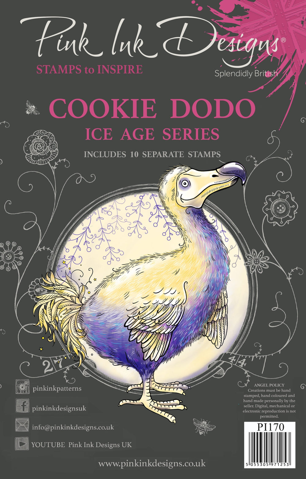 Tampons transparents Pink Ink Designs Cookie Dodo 6 po x 8 po