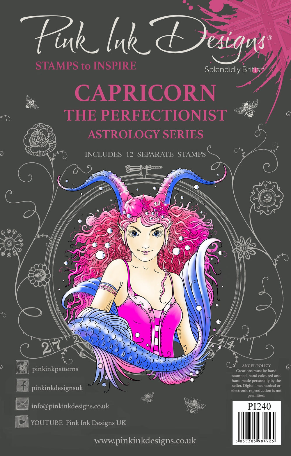 Pink Ink Designs Capricorn 15,2 x 20,3 cm Lot de Tampons Transparents