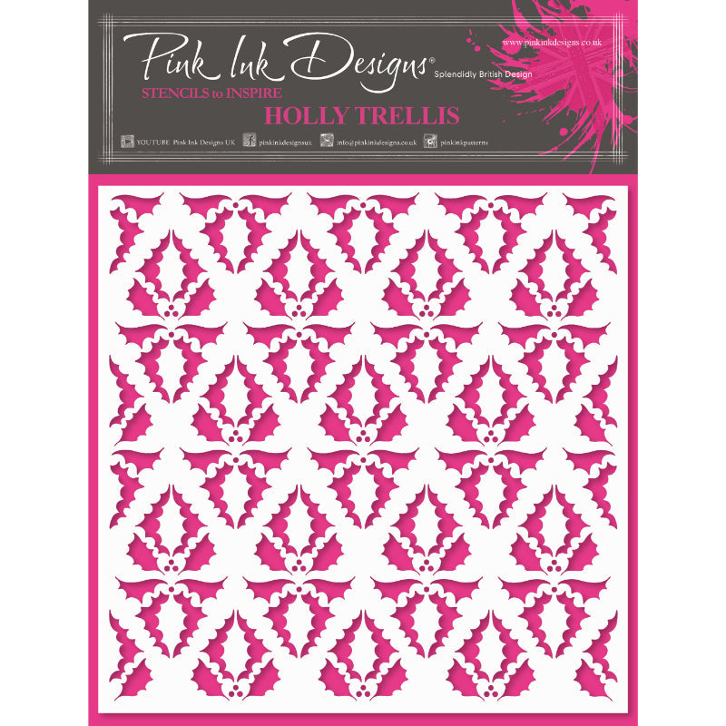 Pink Ink Designs Pochoir Treillis de Houx 17,8 cm x 17,8 cm