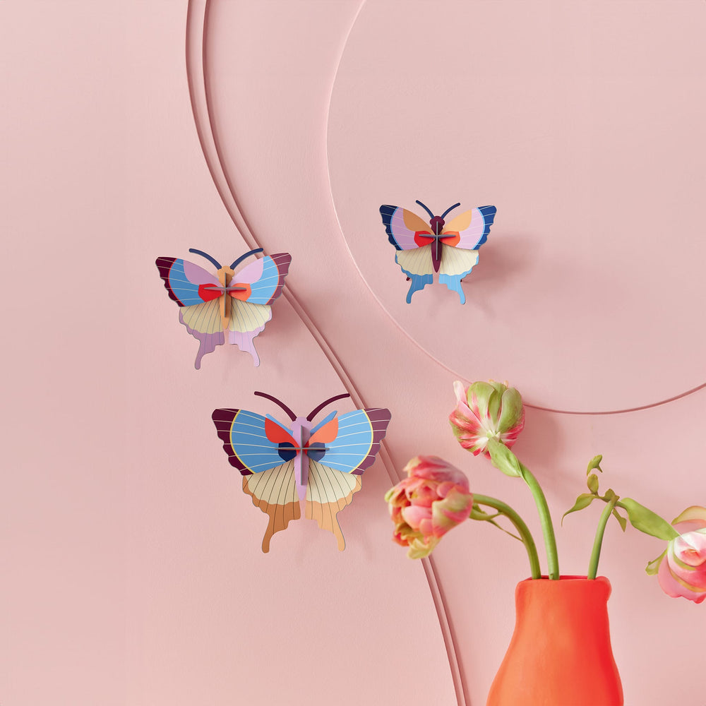 Papillons frangés prunes<br> Lot de 3