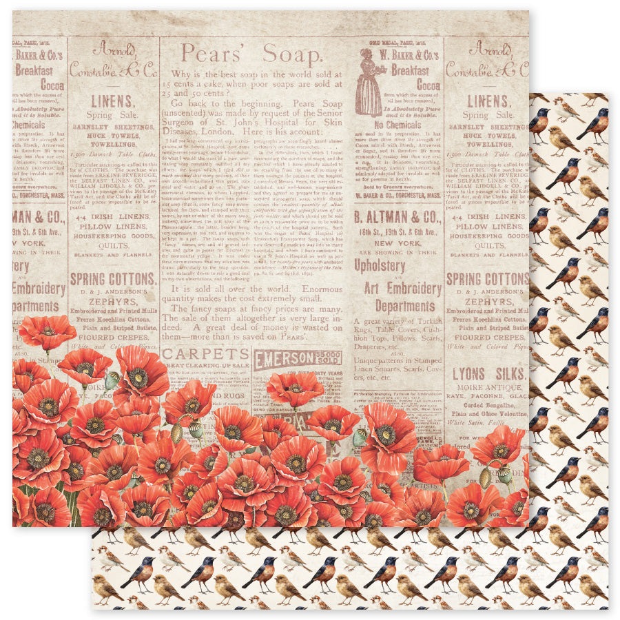 Poppy Garden D 12 x 12 Paper (12 pc Bulk Pack) 34632 — Ecstasy Crafts