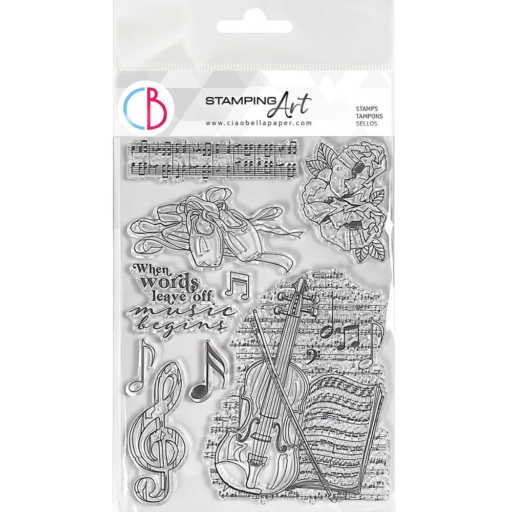 Ciao Bella Clear Stamp Set 6x8 Music Begins — Ecstasy Crafts