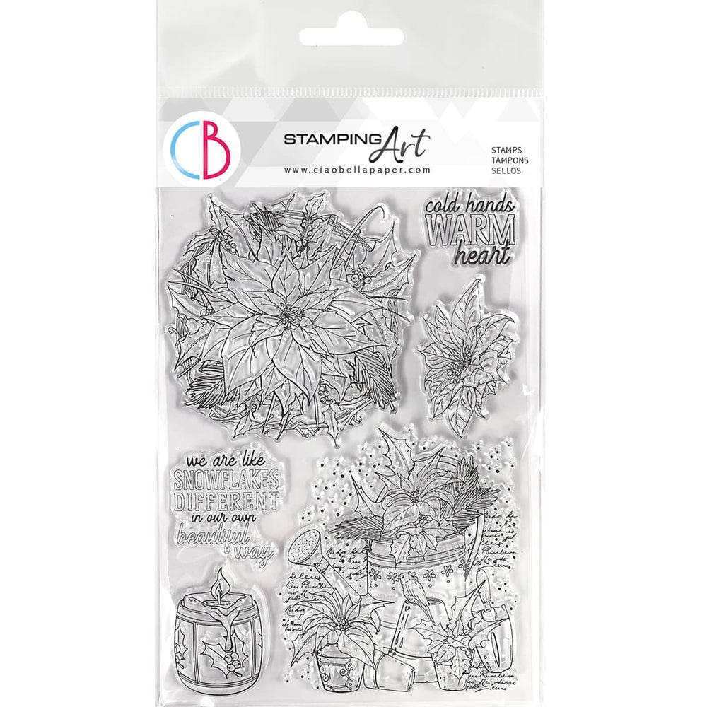 Ciao Bella Jeu de tampons transparents 6x8 Poinsettia