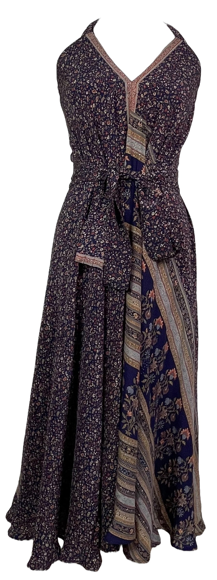 PRC7665 Robe Longue en Soie Pure Avatar avec Ceinture