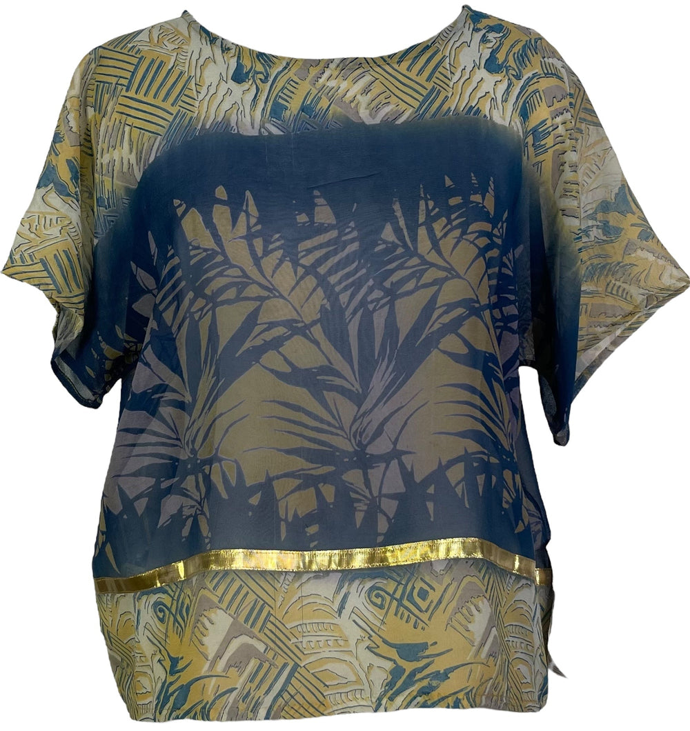 PRG5512 Haut ample en pure soie Avatar transparente