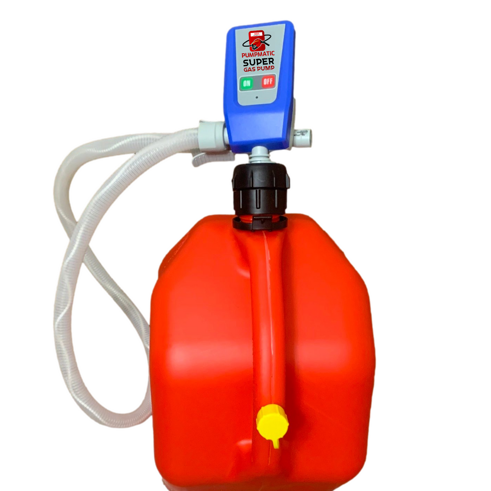 Pompe à essence Gas Can PumpMatic Super + Kit combiné bidon d'essence – Transférez de l'essence, du diesel, du kérosène, etc. + 3 sources d'alimentation avec tuyau de 1,3 m