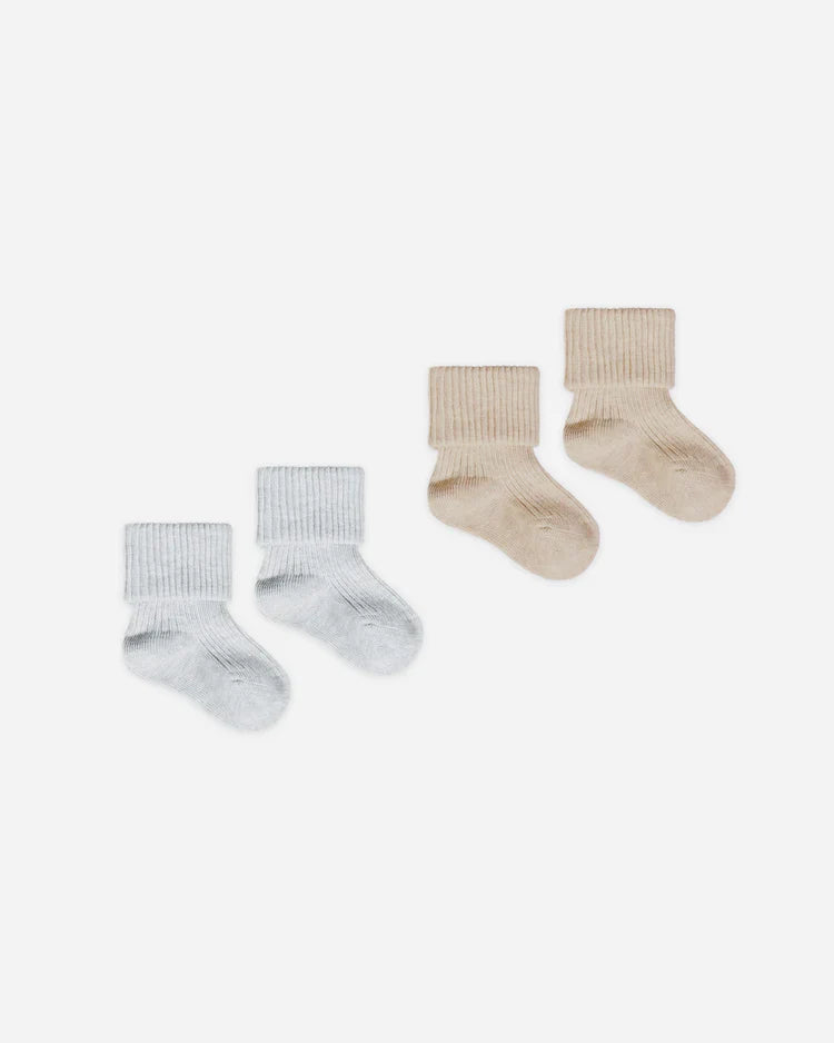 Chaussettes Mélangées | Taupe, Bleu | Quincy Mae