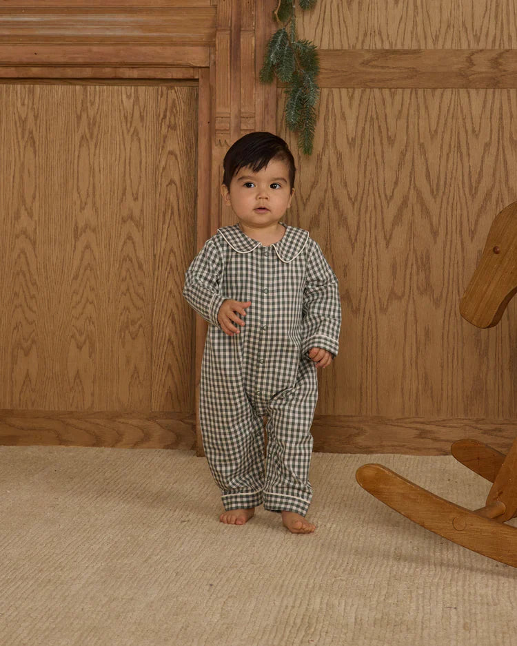 Baby Pajama Romper | Evergreen Gingham | Rylee & Cru