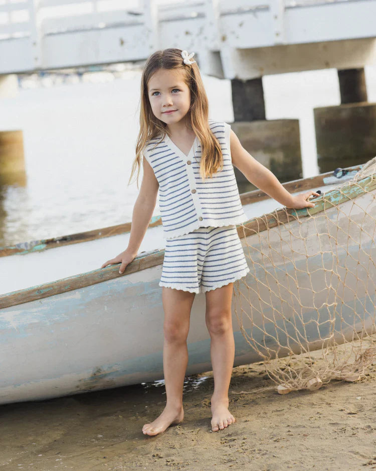 Ensemble Gilet Tricoté | Rayures Marine | Rylee & Cru