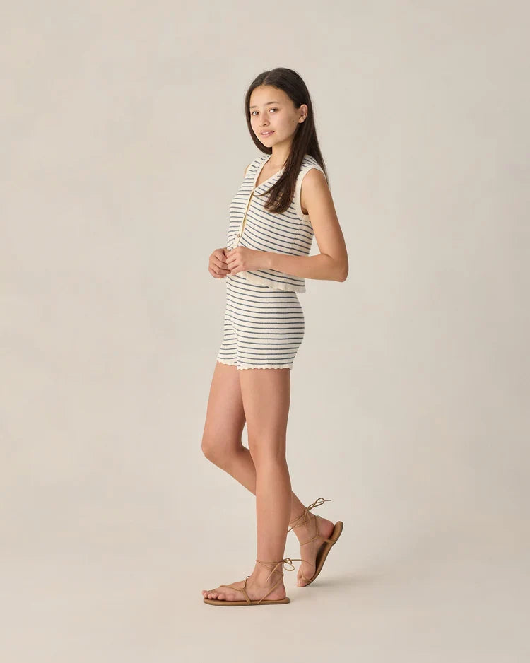 Ensemble Gilet Tricot pour Adolescent | Rayures Marine | Rylee & Cru
