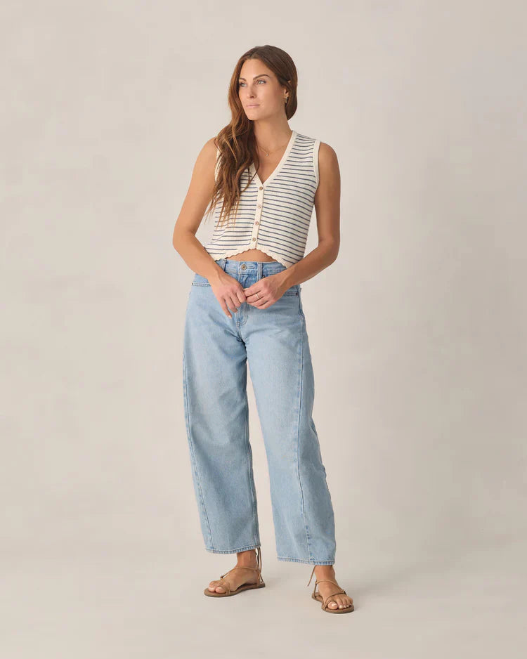 Gilet Tricoté pour Femme | Rayures Marine | Rylee & Cru