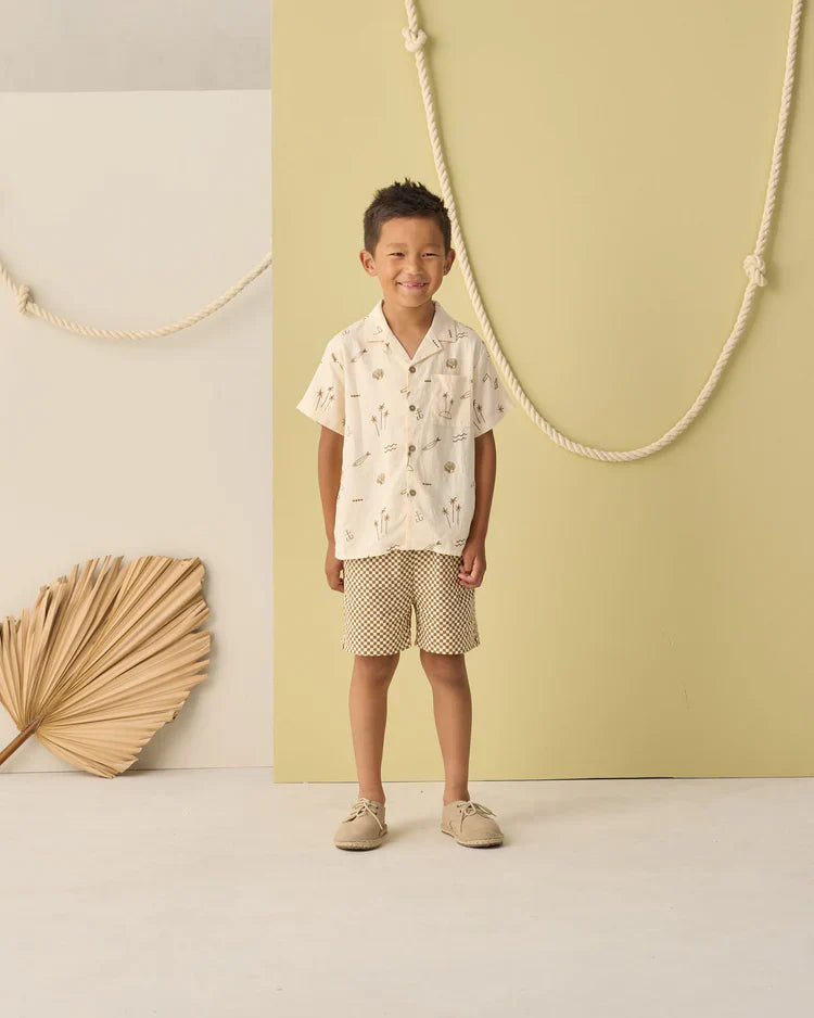 Short de bain | Carreaux Ocre | Rylee & Cru