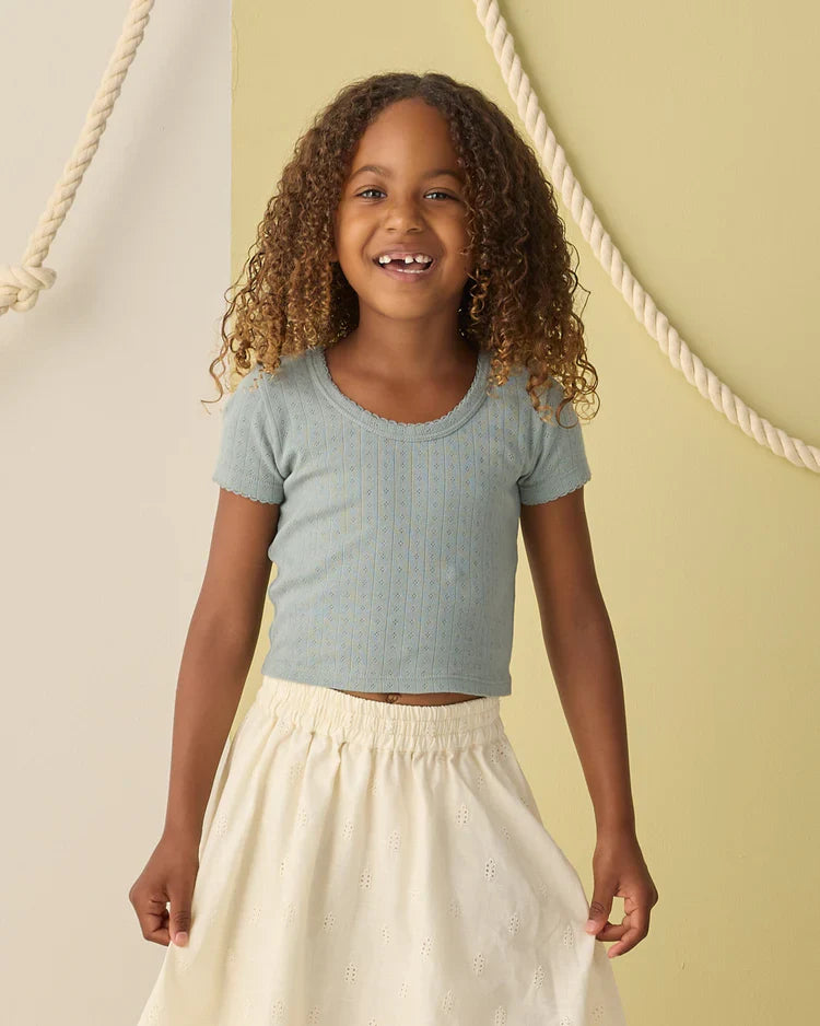 Pointelle Tee | Sea Green | Rylee & Cru