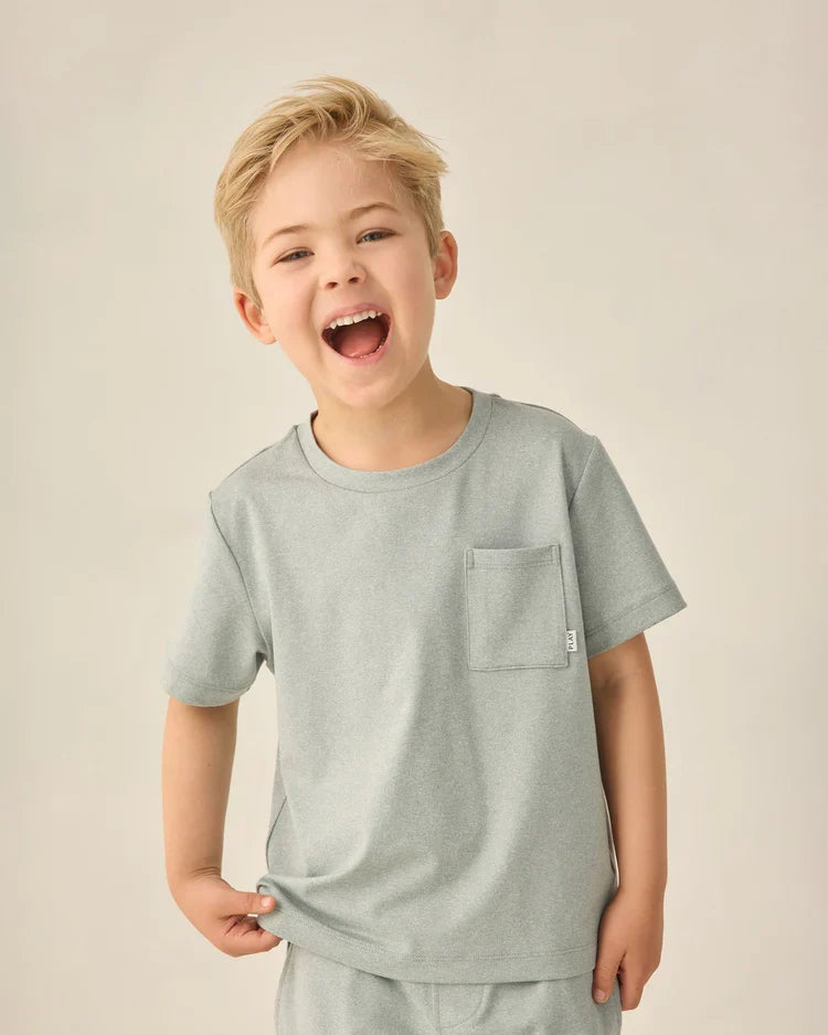 T-shirt essentiel à poche Cove | Vert mer chiné | Rylee & Cru