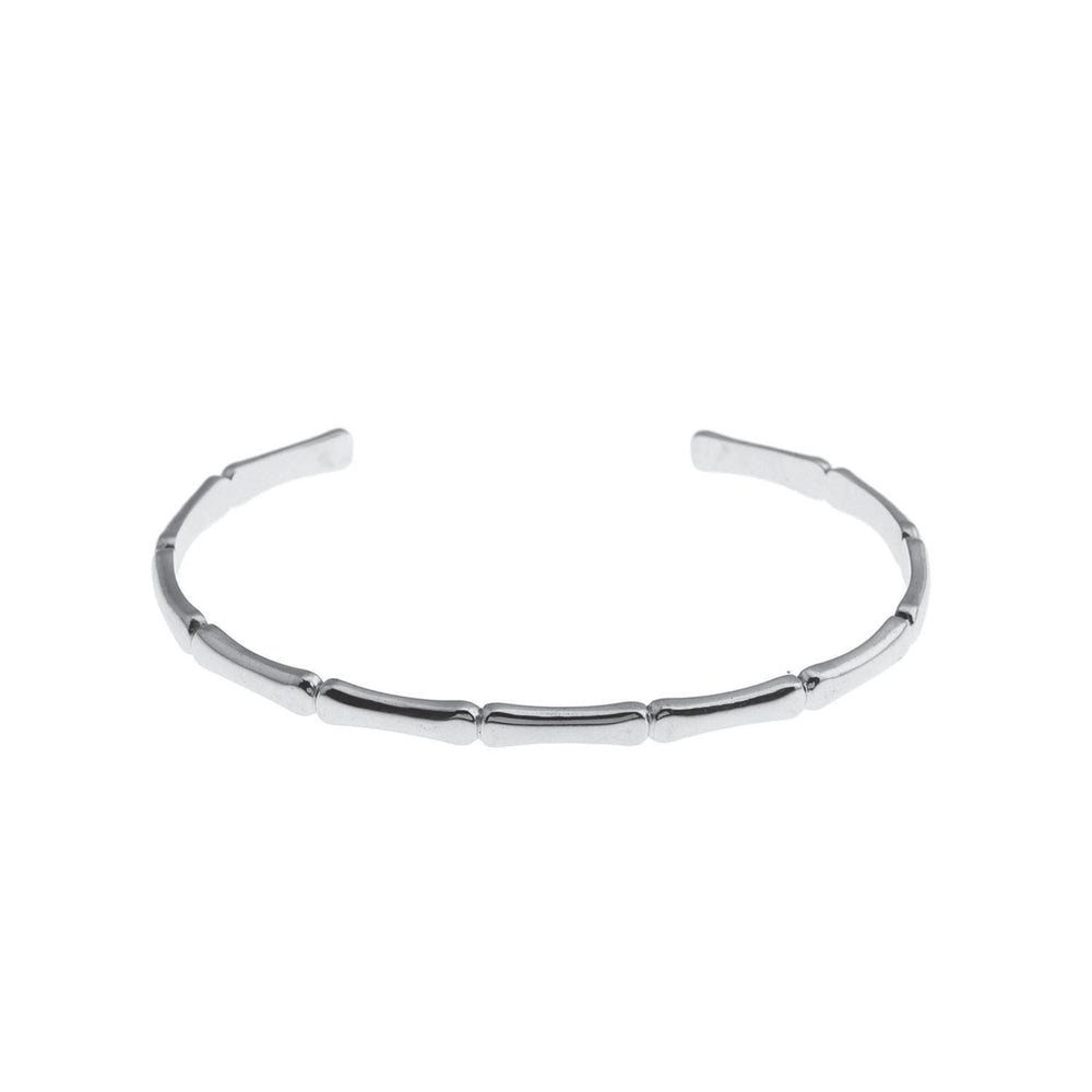 RENEE Argent (Or Blanc) : Bracelet jonc de luxe en bambou – Design minimaliste élégant inspiré de la nature