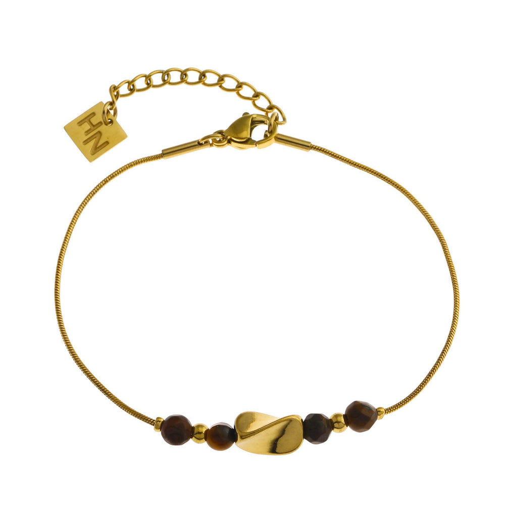 Bracelet texturé RIO effet peau de serpent avec breloques en or et œil de tigre