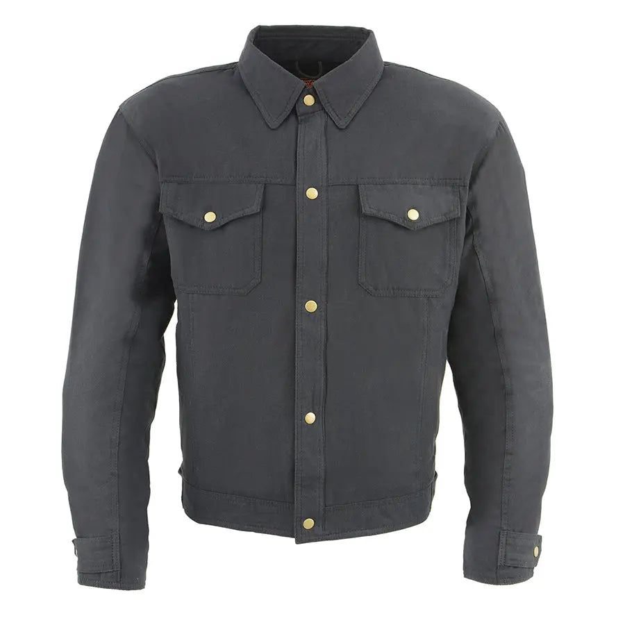 Chemise de motard blindée noire Milwaukee Leather pour hommes avec fibres renforcées