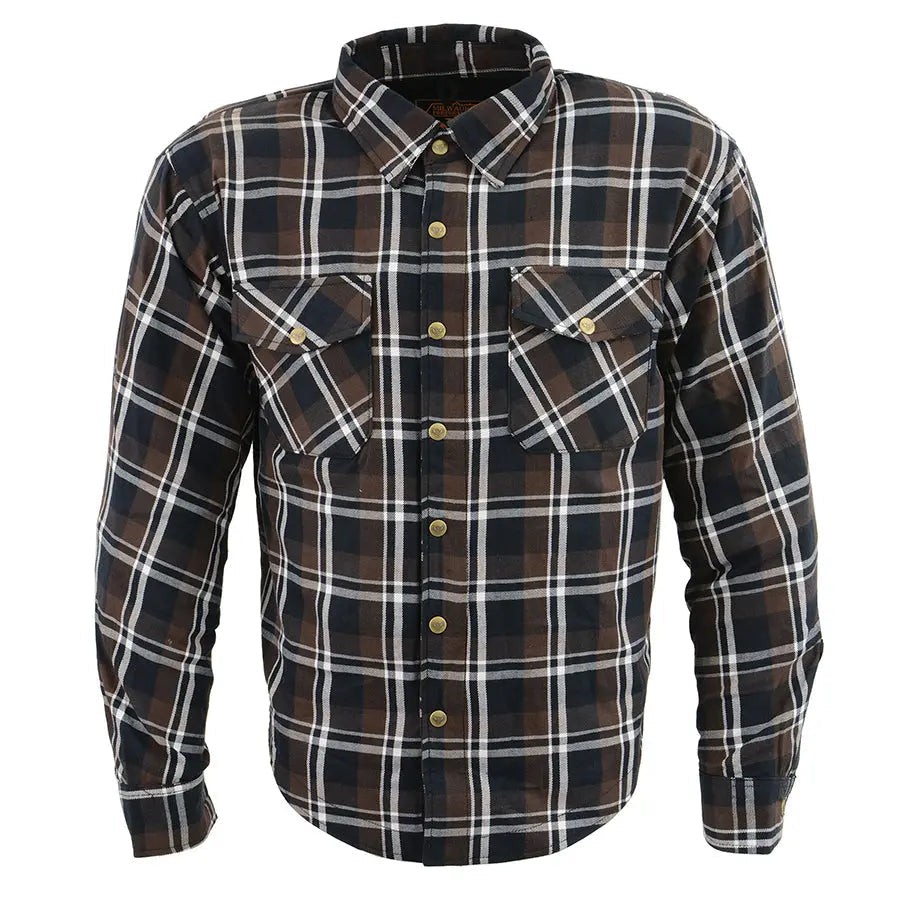 Chemise Bûcheron Marron à Carreaux Blindée pour Homme Milwaukee Leather avec Fibres Renforcées