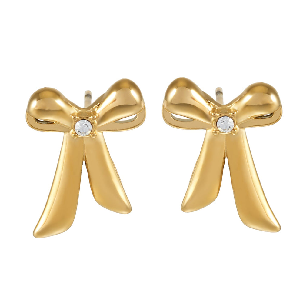 SAMANTHA Or : Boucles d'oreilles à nœud avec zircone solitaire – Bijoux délicats et chics pour tous les jours