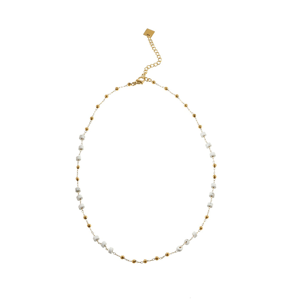 SANTA CRUZ Blanc : Collier à chaîne avec perles dorées et blanches