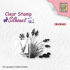 Tampon transparent Silhouette Herbe fleurie 4